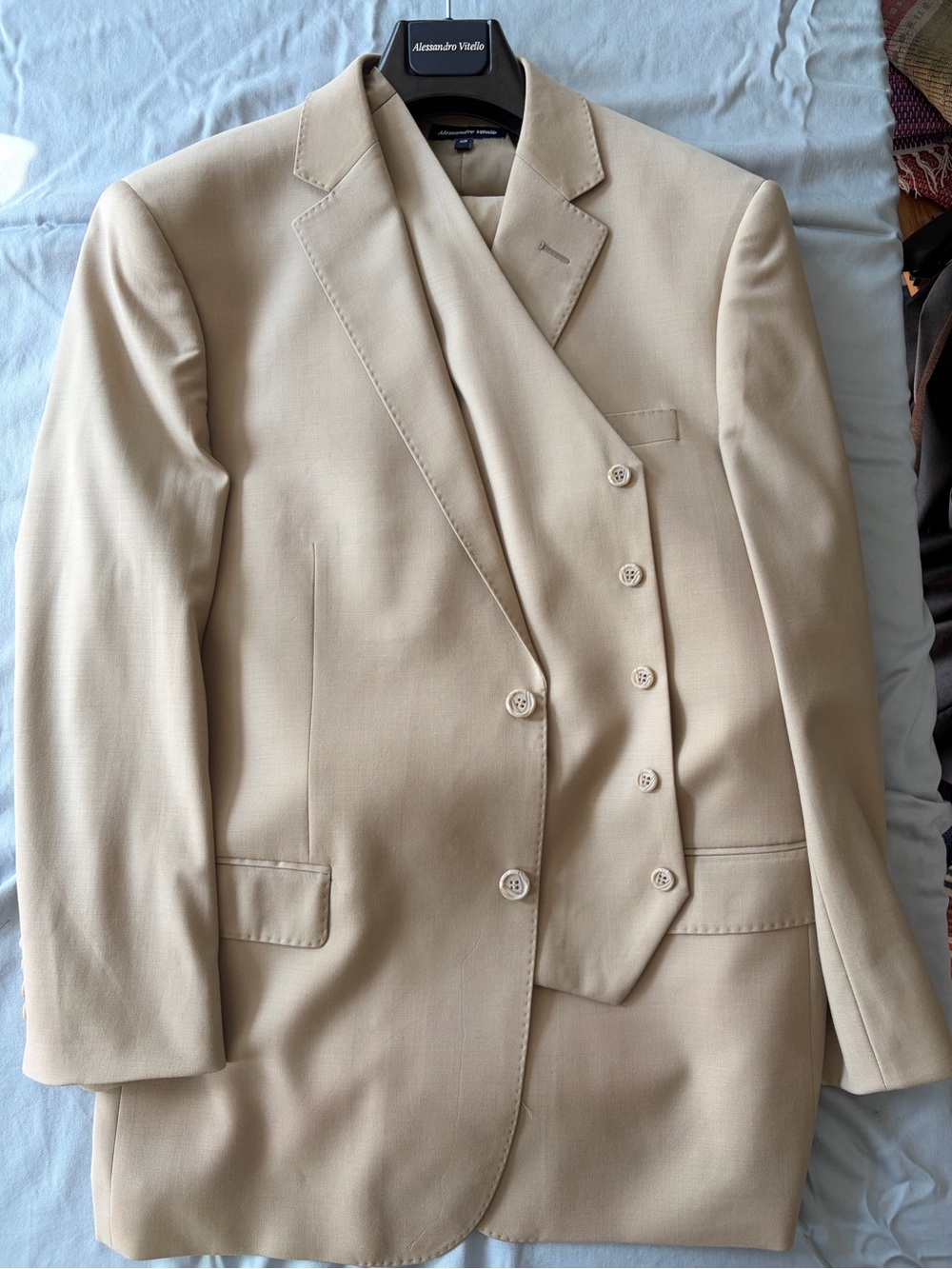 Men's Beige Three Piece Suit